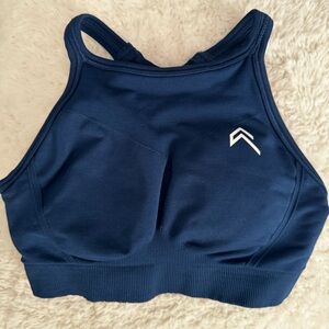 ONER ACTIVE EFFORTLESS SEAMLESS HIGH NECK BRALETTE IN MIDNIGHT SIZE XS